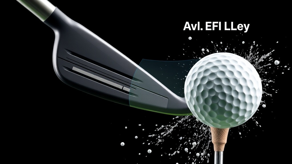 골프 클럽 헤드가 공을 타격하는 순간 형성되는 런칭 앵글을 보여주는 측면 그래픽